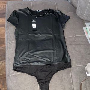 Sz XL Faux Leather Bodysuit